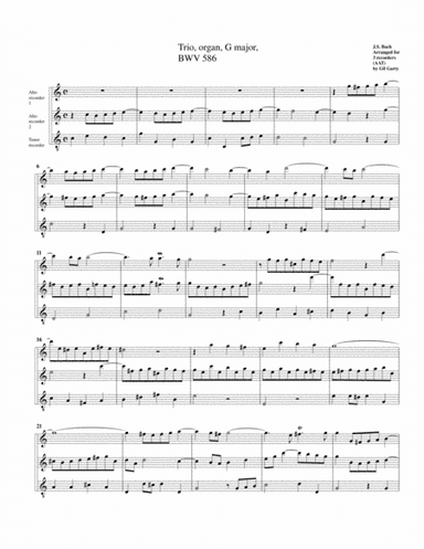 Trio for organ, BWV 586 (arrangement for 3 recorders) (arr. Gil Garty)