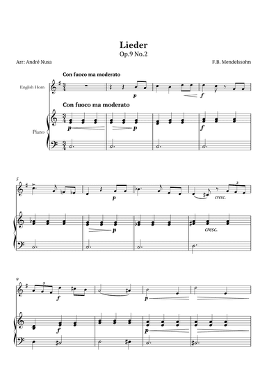Lieder Op.9 No.2 (arr. André Nusa)