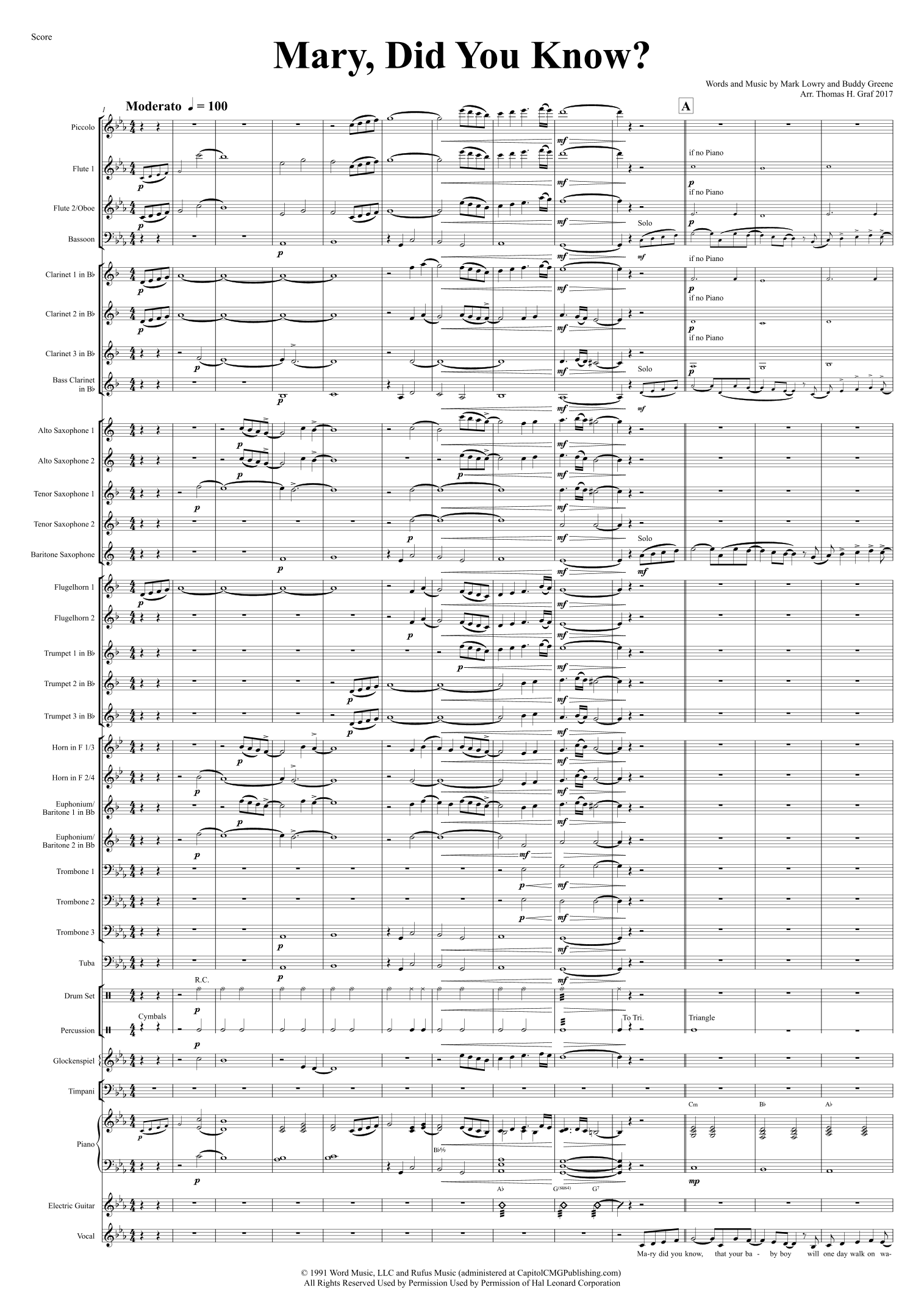 Mary, Did You Know? (arr. Thomas Graf)