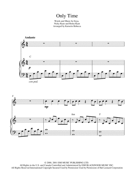Only Time (arr. Kaiserin Rebecca)