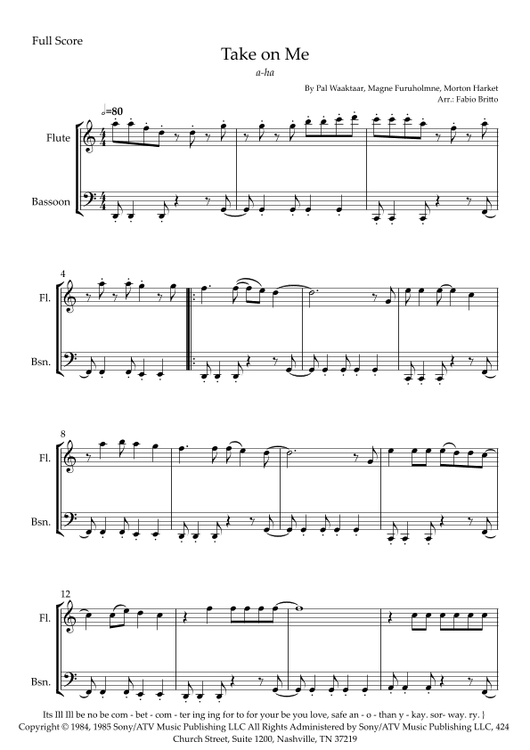 Take On Me (arr. Fabio Britto)