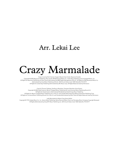 Crazy In Love (arr. Lekai Lee)