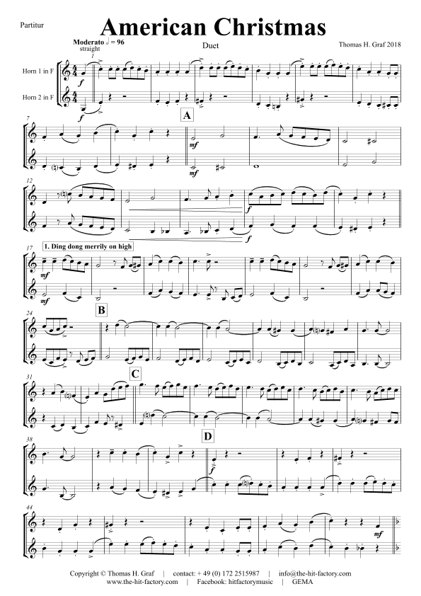 American Christmas - Mash up Rondo of best Christmas Songs - Horn Duet (arr. Thomas Graf)