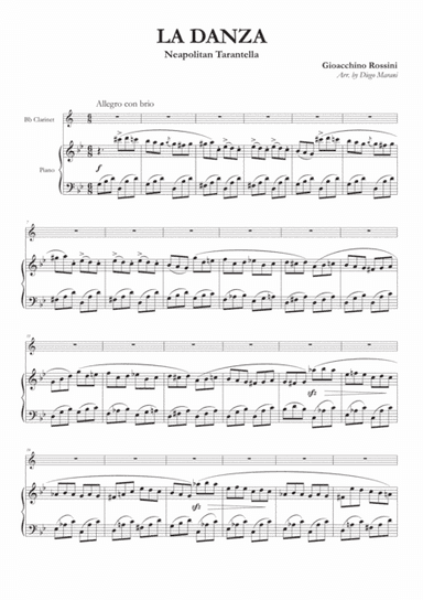 La Danza (Neapolitan Tarantella) for Clarinet and Piano (arr. Diego Marani)