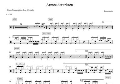 Armee Der Tristen (arr. Drum Transcription: Leo Alvarado)