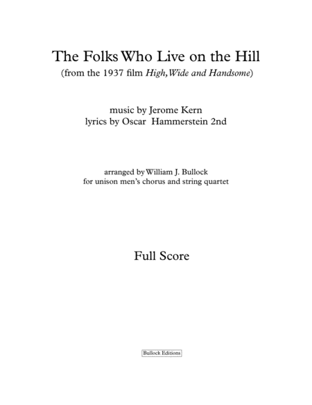 The Folks Who Live On The Hill (arr. William J. Bullock)