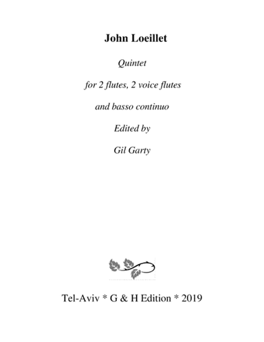 Quintet for 2 voice flutes, 2 flutes and basso continuo in B minor (arr. Gil Garty)