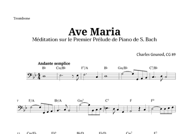 Ave Maria by Gounod for Trombone with Chords (arr. Langanho)