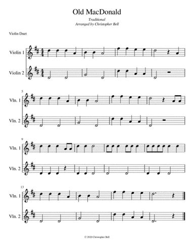 Old MacDonald - Violin Duet - Level 1 (arr. Christopher Bell)