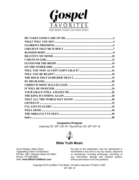 Gospel Favorites Volume 1 Choral Book