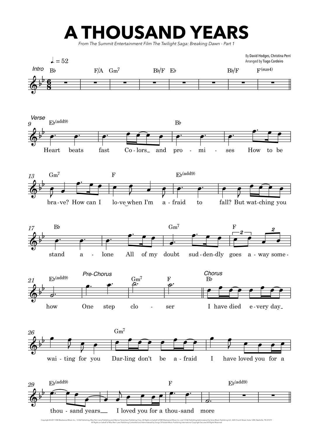A Thousand Years (arr. Tiago Cordeiro)
