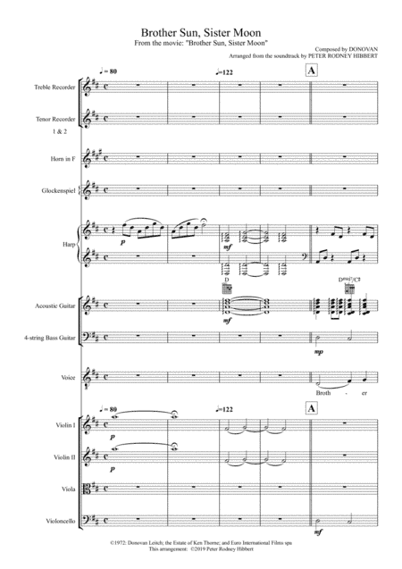 Brother Sun, Sister Moon (arr. Peter Rodney Hibbert)