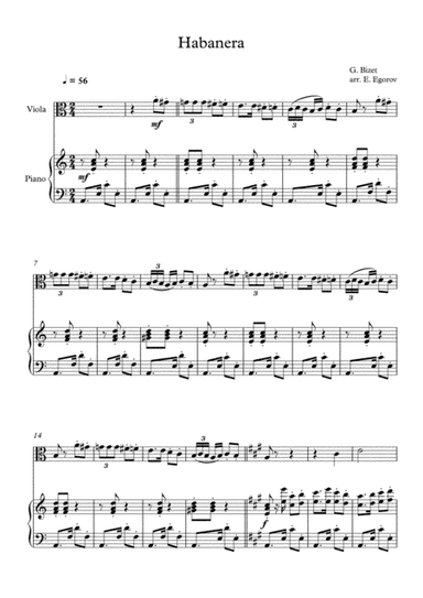 Habanera, Georges Bizet, For Viola & Piano (arr. Eugene Egorov)