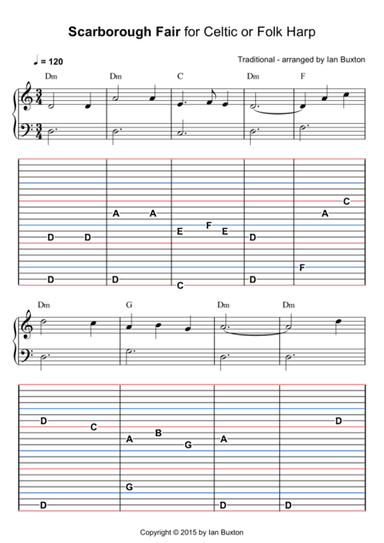Scarborough Fair for Celtic or Folk Harp with Chords (arr. Ian Buxton)