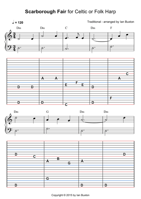 Scarborough Fair for Celtic or Folk Harp with Chords (arr. Ian Buxton)