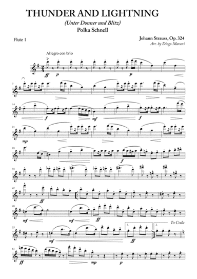 Thunder and Lightning for Flute Quartet (arr. Diego Marani)