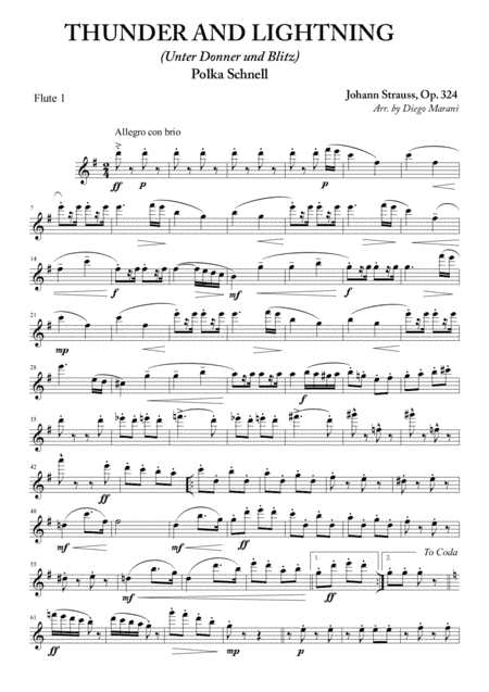 Thunder and Lightning for Flute Quartet (arr. Diego Marani)