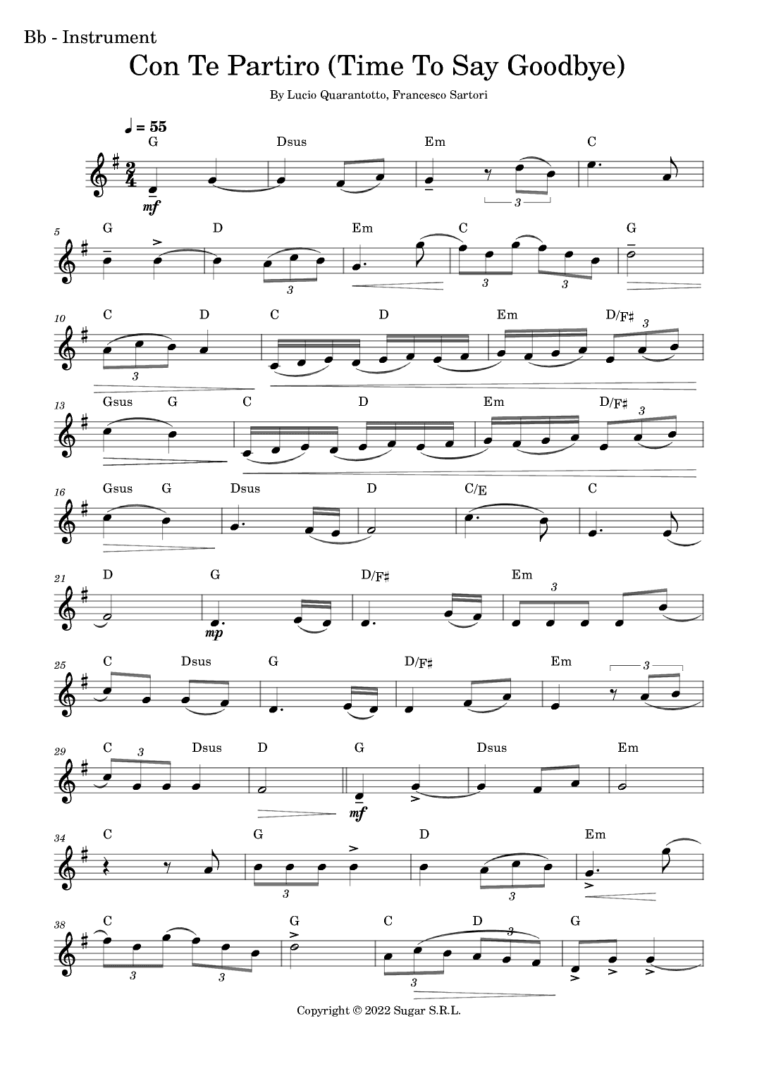 Con Te Partiro (time To Say Goodbye) (arr. Fabio Eduardo de Oliveira)