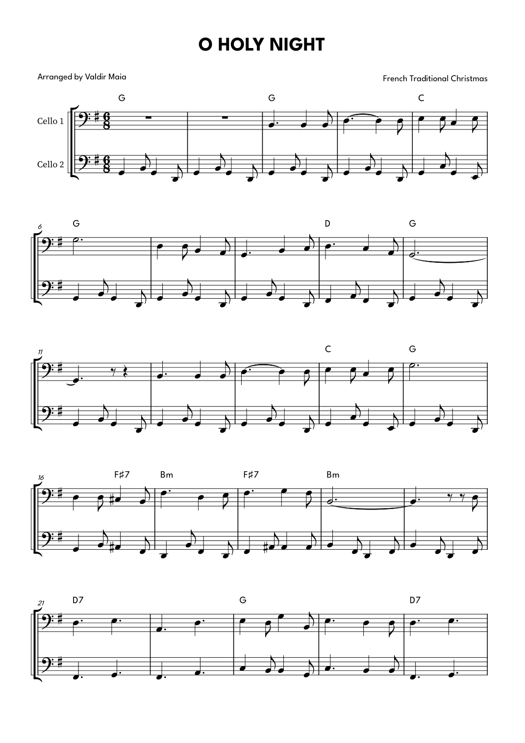 O Holly Night - Cello Duet (arr. Valdir Maia)