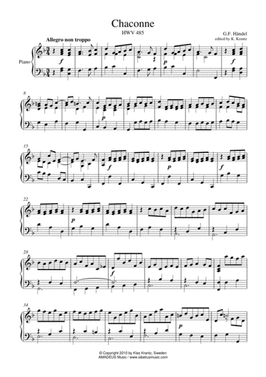 Chaconne HWV 485 for piano solo (arr. K. Krantz)