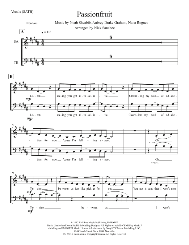 Passionfruit (arr. Nick Sanchez)