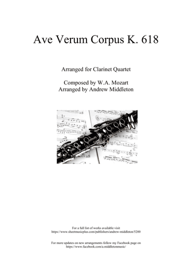 Ave Verum Corpus K. 618 arranged for Clarinet Quartet (arr. Andrew Middleton)