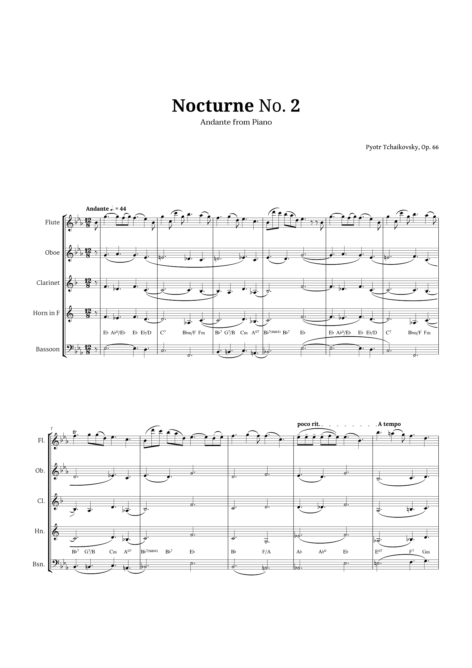Nocturne by Chopin for Woodwind Quintet (arr. Langanho)