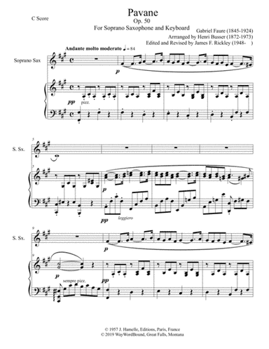Pavane, Opus 50 for Soprano Saxophone and Keyboard (arr. Henri Busser, James F. Rickley)