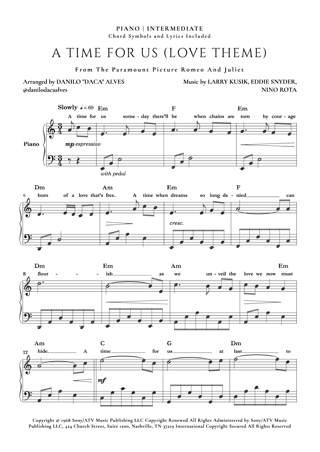 A Time For Us (love Theme) (arr. Danilo "Daca" Alves)