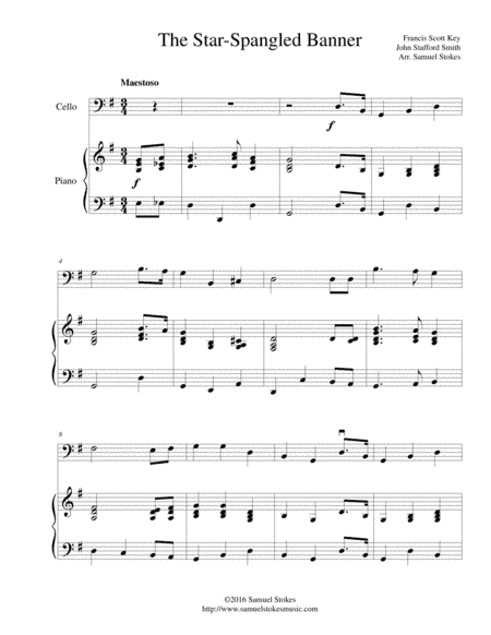 The Star-Spangled Banner - for cello and piano (arr. Samuel Stokes)
