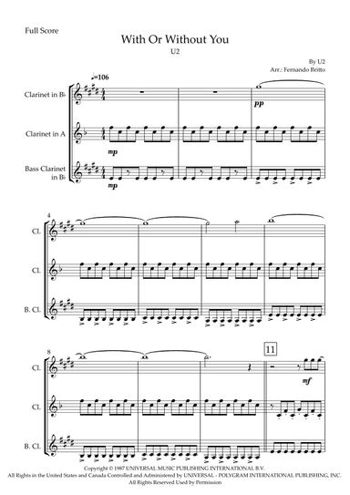 With Or Without You (arr. Fabio Britto)