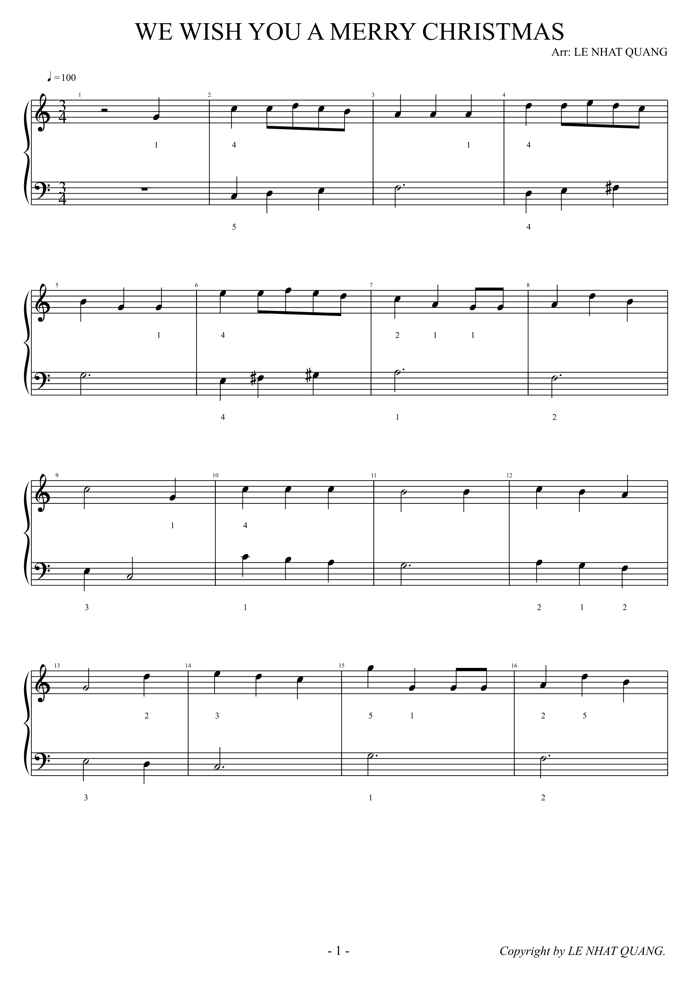WE WISH YOU A MERRY CHRISTMAS (arr. Le Nhat Quang)