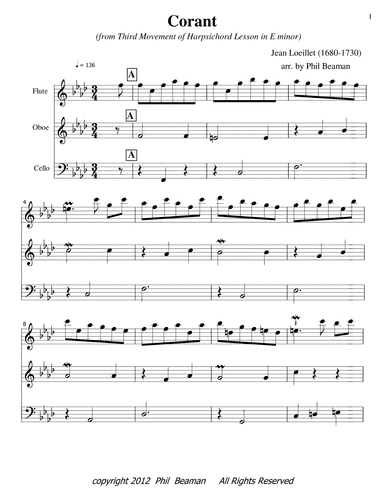 Corant - Trio-Flute-Oboe-Cello (arr. Phil Beaman)