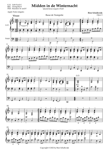 Midden in de Winternacht | Quand Jesus naquit à Noël (Basse de Trompette), Opus 5
