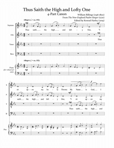 Thus Saith the High and Lofty One (4-Part Canon) (arr. Konrad Harley)