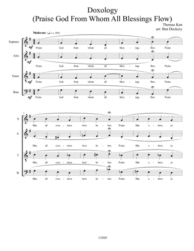 Doxology (Jazz Harmonization) for SATB Choir - (Praise God From Whom All Blessings Flow) (arr. Ben Dockery)