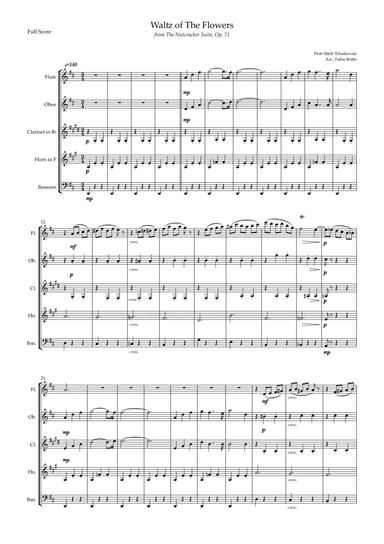 Waltz of The Flowers - from Nutcracker (P. I. Tchaikovsky) for Woodwind Quintet (arr. Fabio Britto)