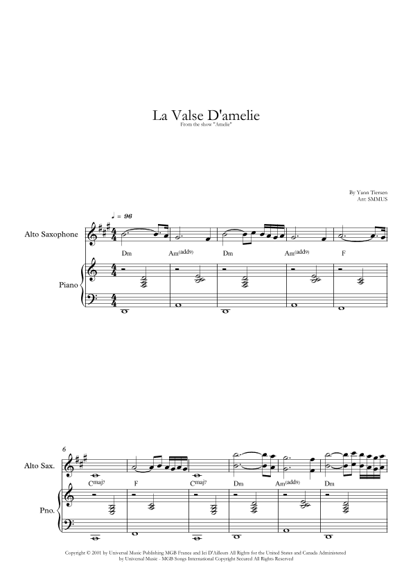 La Valse D'amelie (arr. SMMUS)
