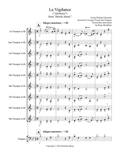 La Vigilance (from "Heroic Music") (Bb) (Trumpet Nonet, Timpani) (arr. Regis Bookshar)