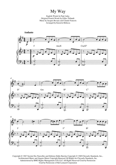 My Way (arr. Kaiserin Rebecca)