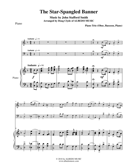 The Star-Spangled Banner for Oboe, Bassoon & Piano (arr. Doug Clyde)