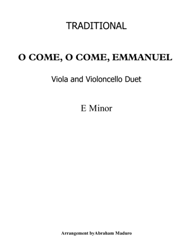 O Come, O Come, Emmanuel Viola Cello Duet-Score and Parts (arr. Abraham Maduro)