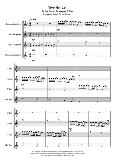 Vivo Per Lei (arr. Nicolás Cortés Castillo)