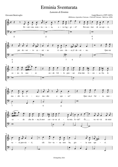 Lamento di Erminia: Erminia sventurata (arr. Early Music Scores)