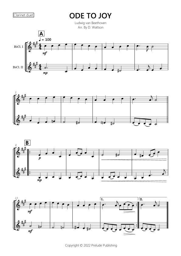 Ode To Joy (arr. D. Wattson)