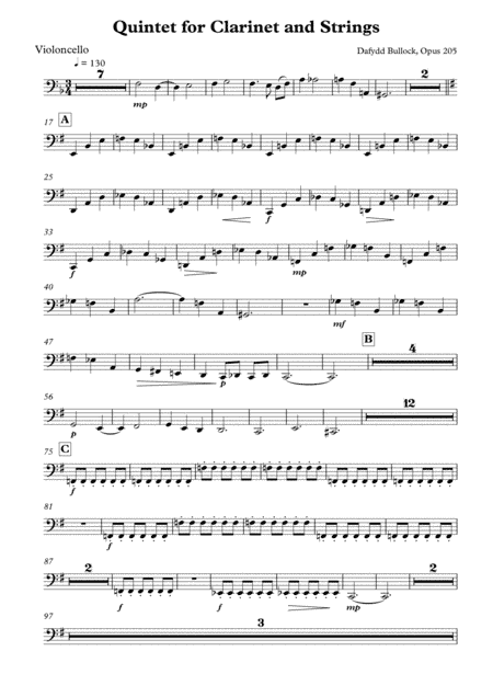 Clarinet Quintet Opus 205 Parts