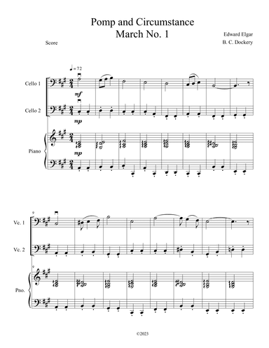 Pomp and Circumstance (Cello Duet with Piano Accompaniment) (arr. B. C. Dockery)