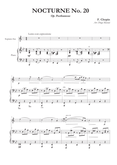 Nocturne No. 20 for Soprano Saxophone and Piano (arr. Diego Marani)