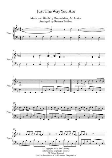 Just The Way You Are (arr. Roxana Belibou)
