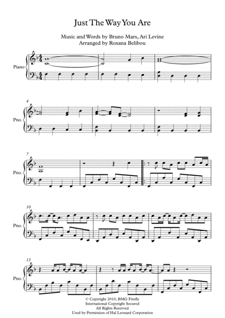 Just The Way You Are (arr. Roxana Belibou)